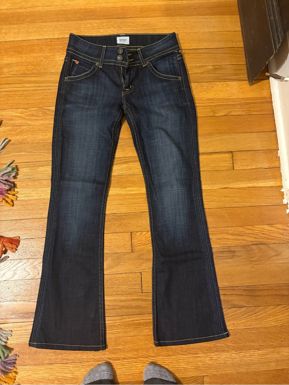 Hudson Jeans Dark Blue Flare Jeans with Contrast Stitching